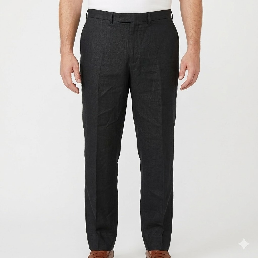 Marks & Spencer Men's 100% Linen Black‎ Regular Fit Trousers 44x31 EUC